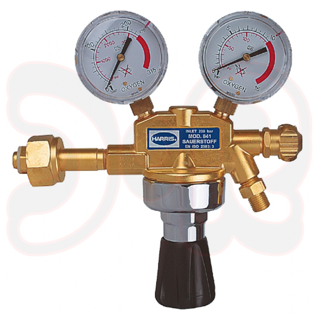 HARRIS Flaschendruckminderer Modell 841, einstufig Sauerstoff 200 bar / 0-10 bar (Standard)