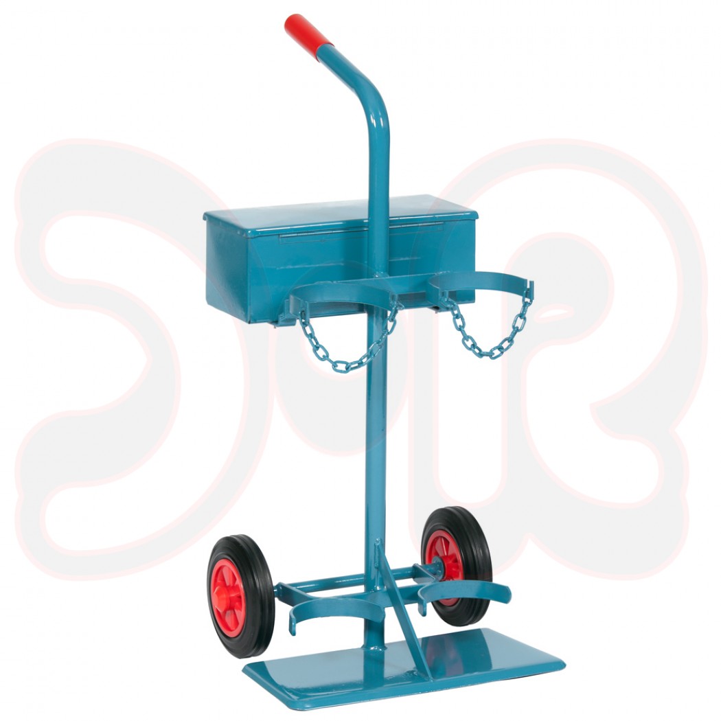 SCAPP Flaschenwagen f. 2 x 10 l Gasflaschen, Standplatte, Werkzeugkasten, Vollgummiräder