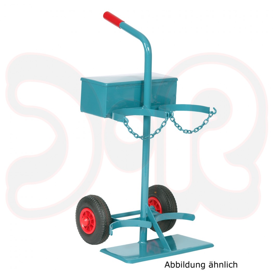 SCAPP Flaschenwagen f. 1 x 10 l u. 1 x 5 kg Gasflaschen, Standplatte, Werkzeugkasten, Luftbereifung