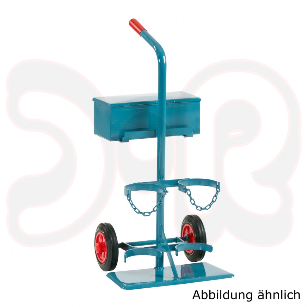SCAPP Flaschenwagen f. 1 x 20 l & 1 x 11 kg Gasflaschen, Standplatte, Werkzeugkasten, Vollgummiräder