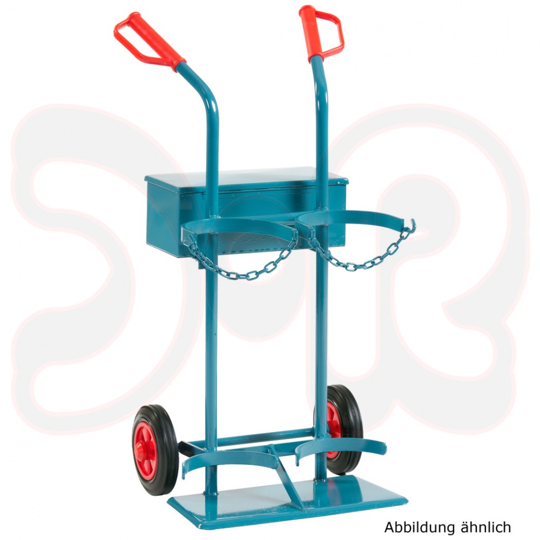 SCAPP Flaschenwagen f. 1 x 10 l & 1 x 11 kg Gasfl., Standplatte, 2 Holme, Werkzeugkasten, Luftr.