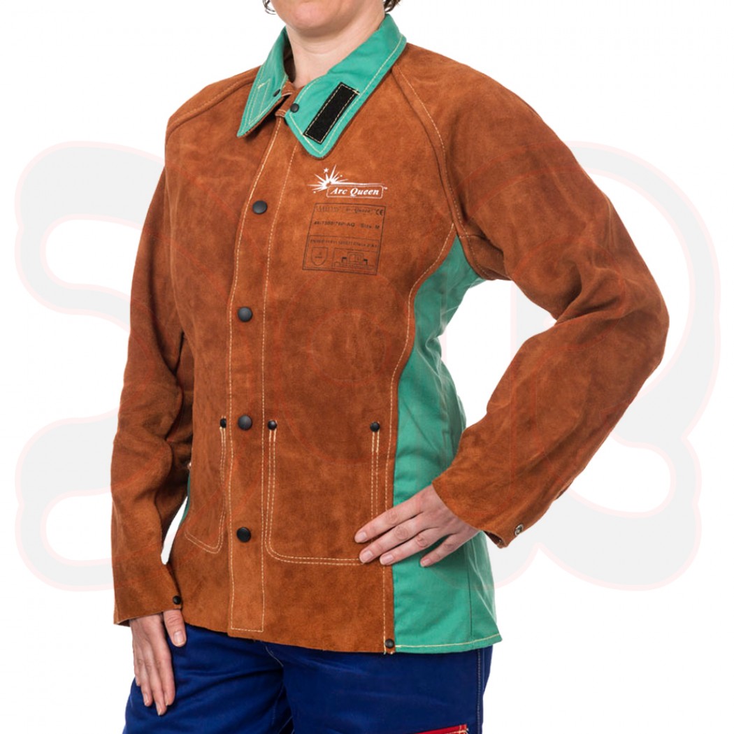 WELDAS Arc Queen Schweißerjacke f. Damen, flammenresistenter Rücken, Länge 76 cm, Brustumfang 98 cm