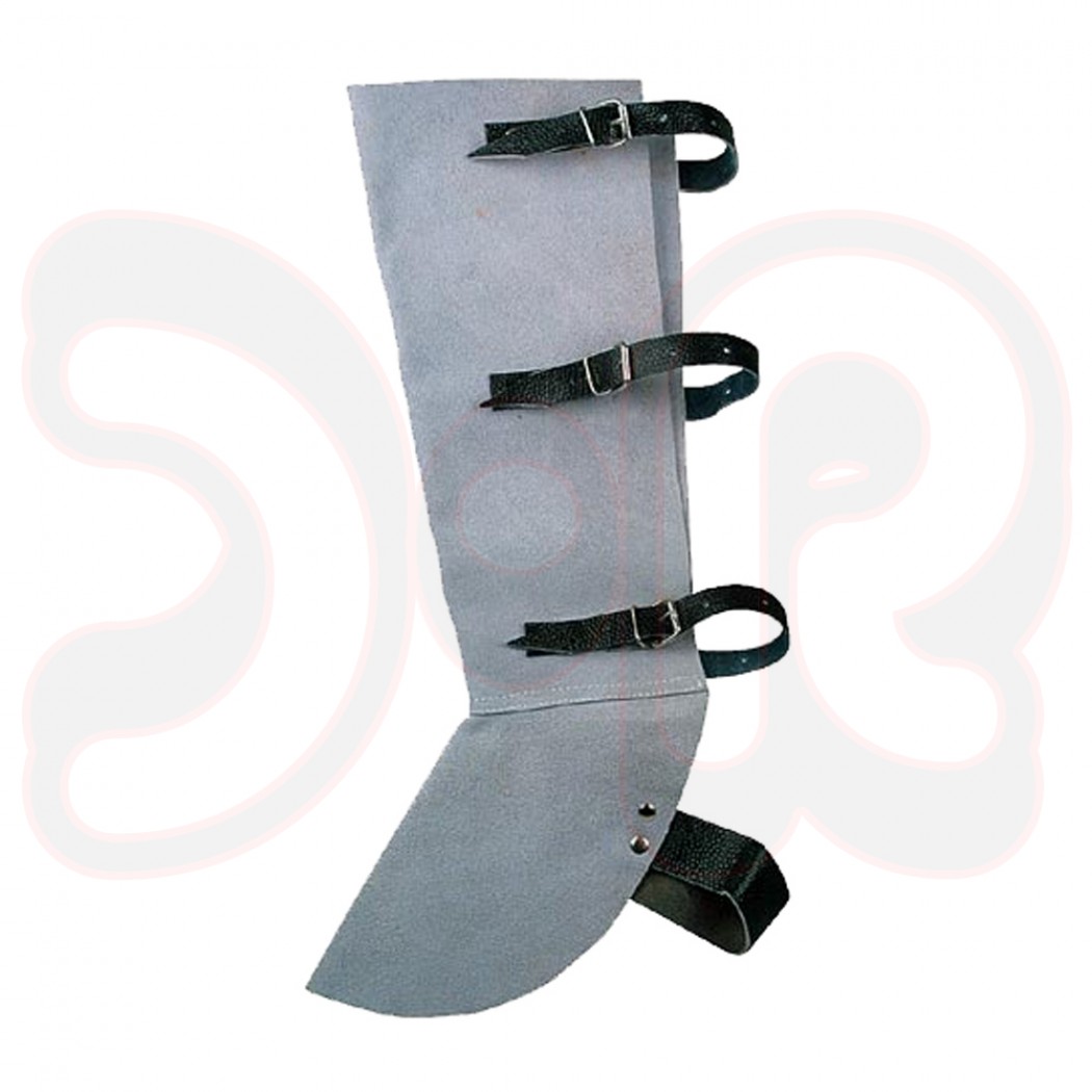 Schweißer-Schutzgamaschen Spaltleder mit 3 fach-Lederberiemung, 35cm hoch, nach EN 470-1