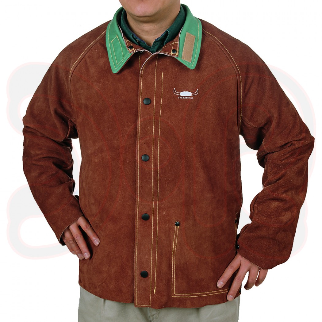 WELDAS STEERSOtuff Lava Brown Schweißerjacke mit feuerresistentem Rücken, 86 cm Länge, Gr. XL