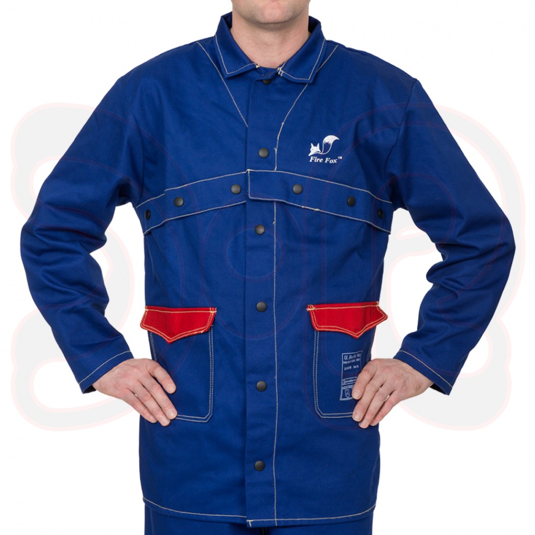 WELDAS Fire Fox Schweißerjacke, blau, aus 305 g/m² feuerres. Gewebe, EN 470-1, 96 cm Länge, Gr. XXXL