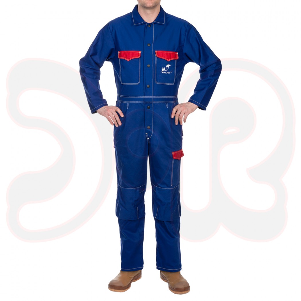 WELDAS Fire Fox Schweißeroverall, blau, aus 305 g/m² feuerresistenter Baumwolle, EN 470-1, Gr. XL