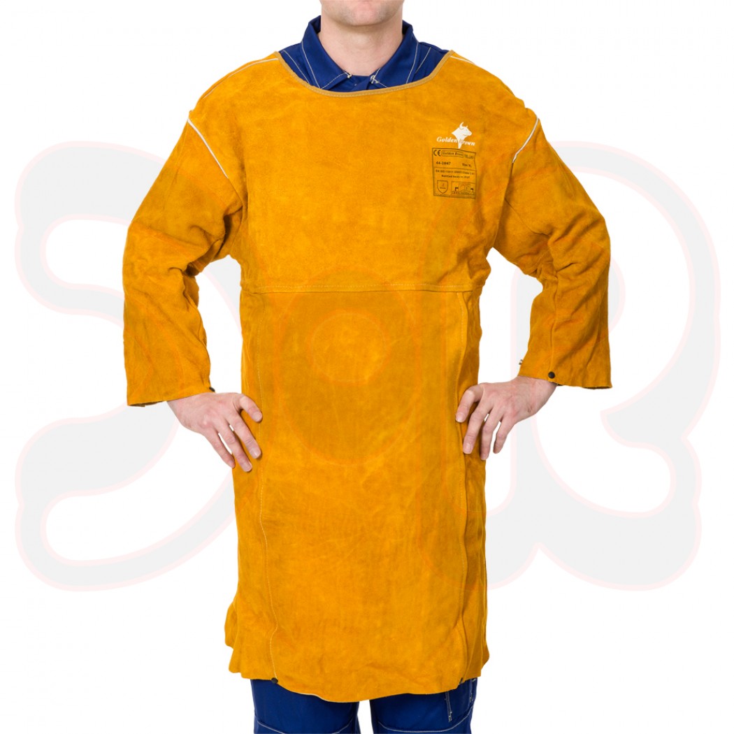 WELDAS Golden Brown Schulterschürze aus Rindspaltleder, Länge 92 cm, Breite 63 cm, EN ISO 11611:200