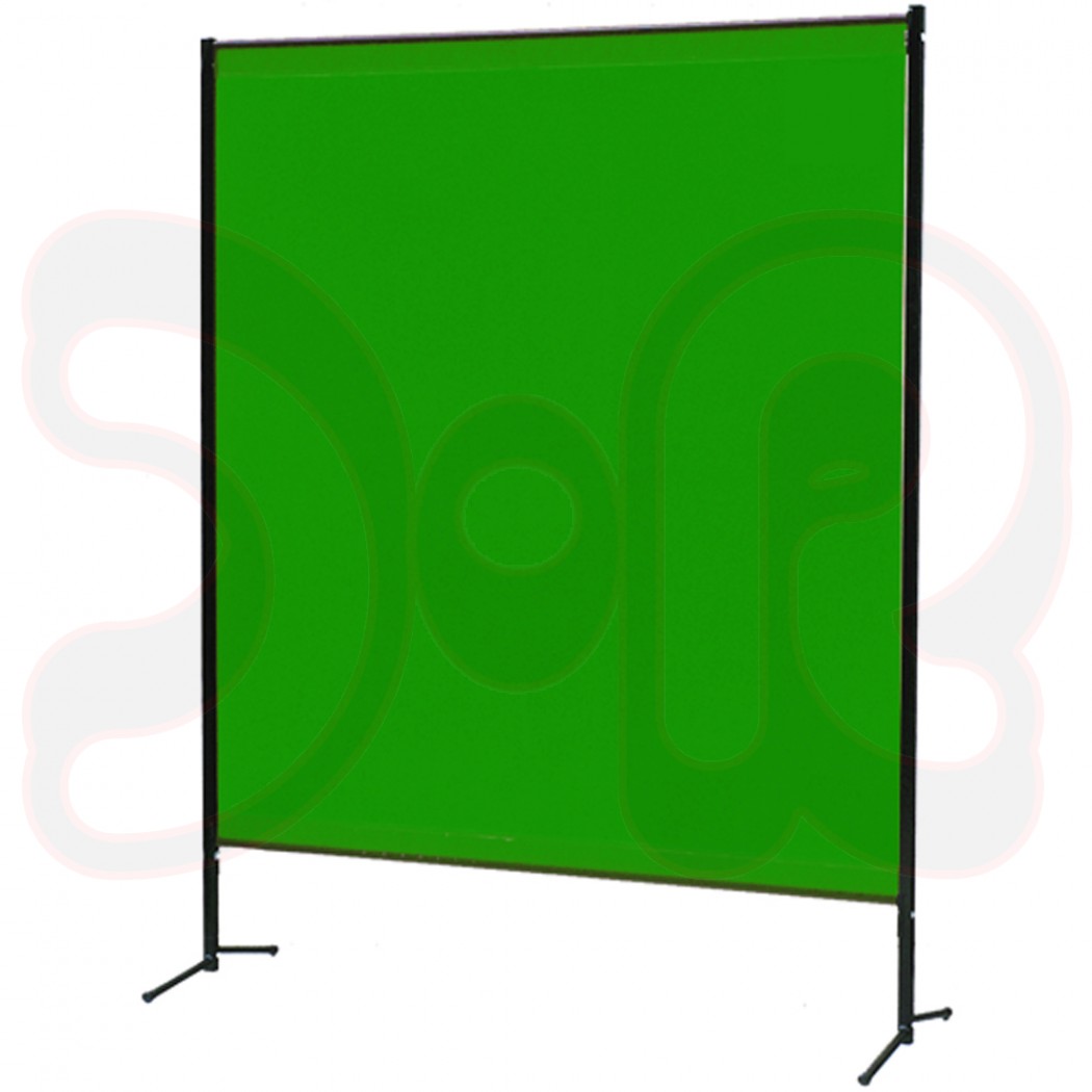 1-Teilige Schutzwand fahrbar, mit Vorhang 1300 x 0,4 mm, eurogrün nach DIN EN 1598