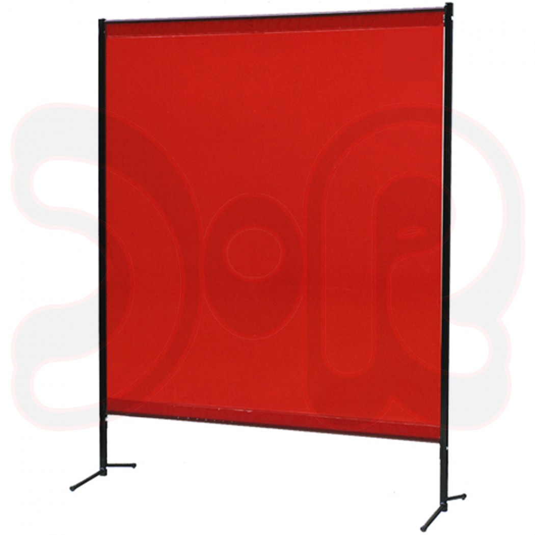 Schutzwand B=1455 x H=1870 mm, 1 Vorhang mit Hohlsaum oben & unten, rotorange nach DIN EN 1598