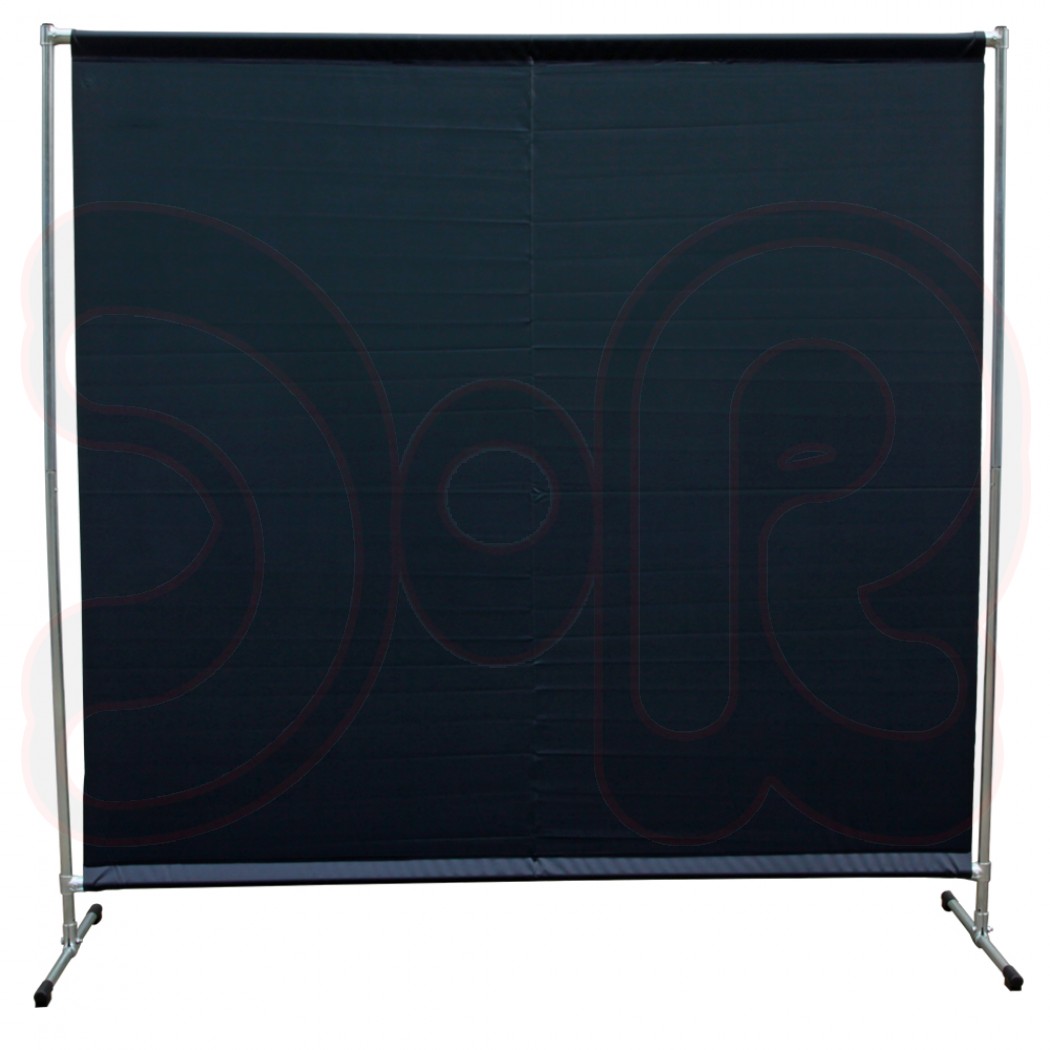 einteilige Schutzwand 200 x 200 cm, mit Spannvorhang 200 x 170 cm, dunkelgrün matt, nach DIN EN 1598