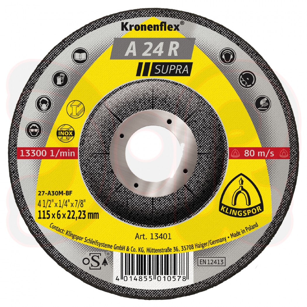 KLINGSPOR A 24 R Supra Schruppscheiben, 115 x 4 x 22,23 mm, gekröpft