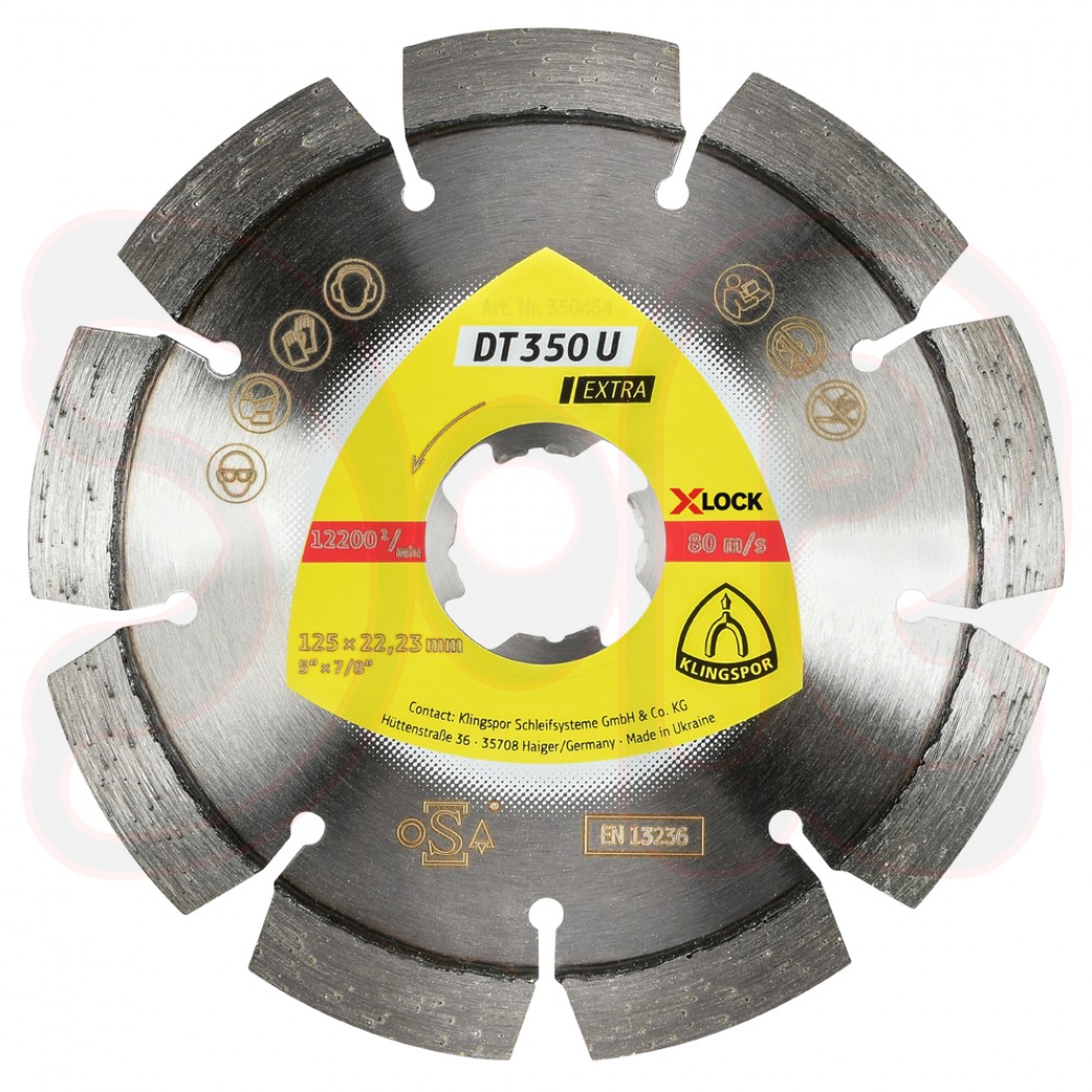 KLINGSPOR DT 350 U Extra Diamanttrennscheiben X-LOCK, 115 x 2,4 x 22,23 mm 8 Segm. 33 x 2,4 x 10 mm
