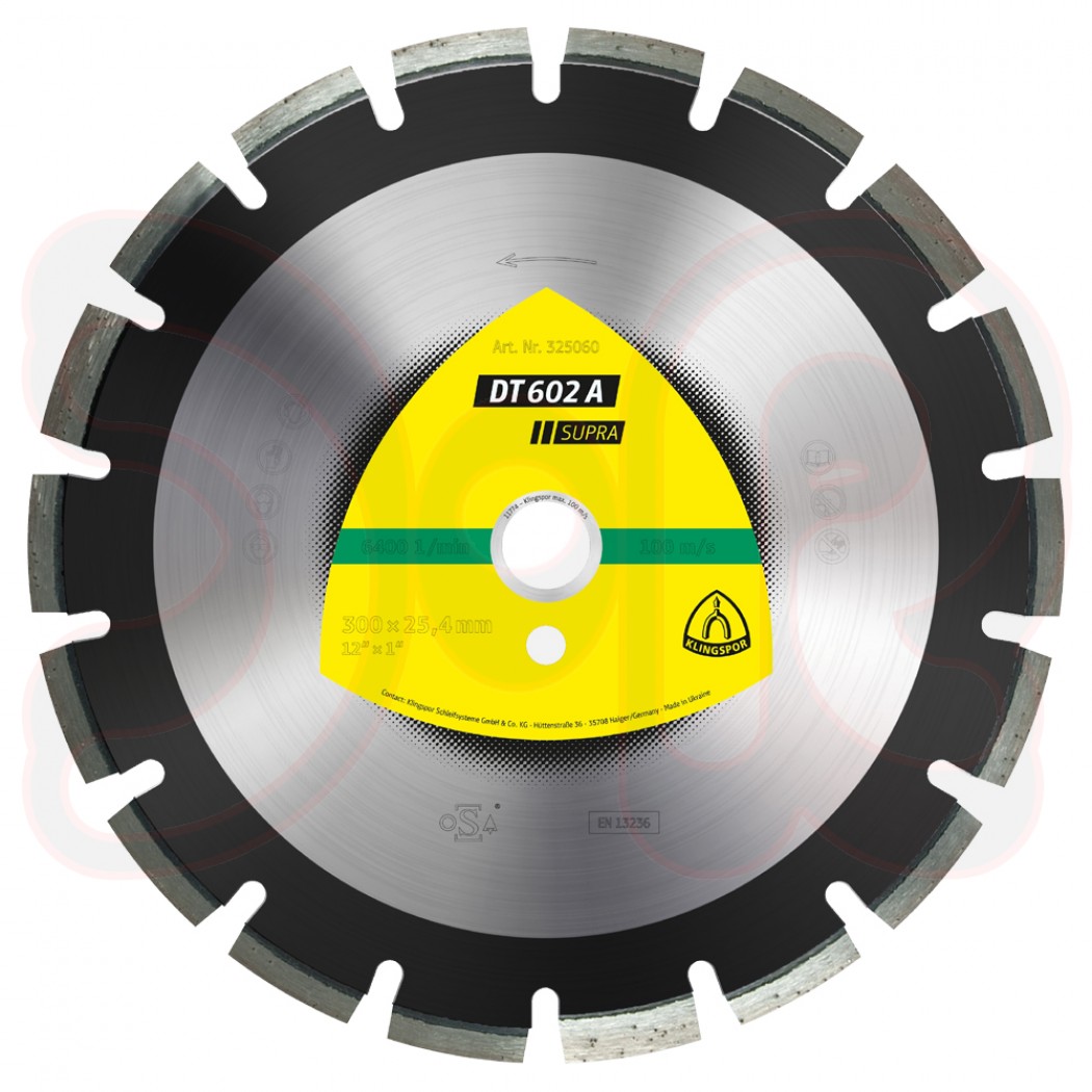 KLINGSPOR DT 602 A Supra Diamanttrennscheiben, 500 x 3,7 x 25,4 mm 30 Segmente 40 x 3,7 x 10 mm