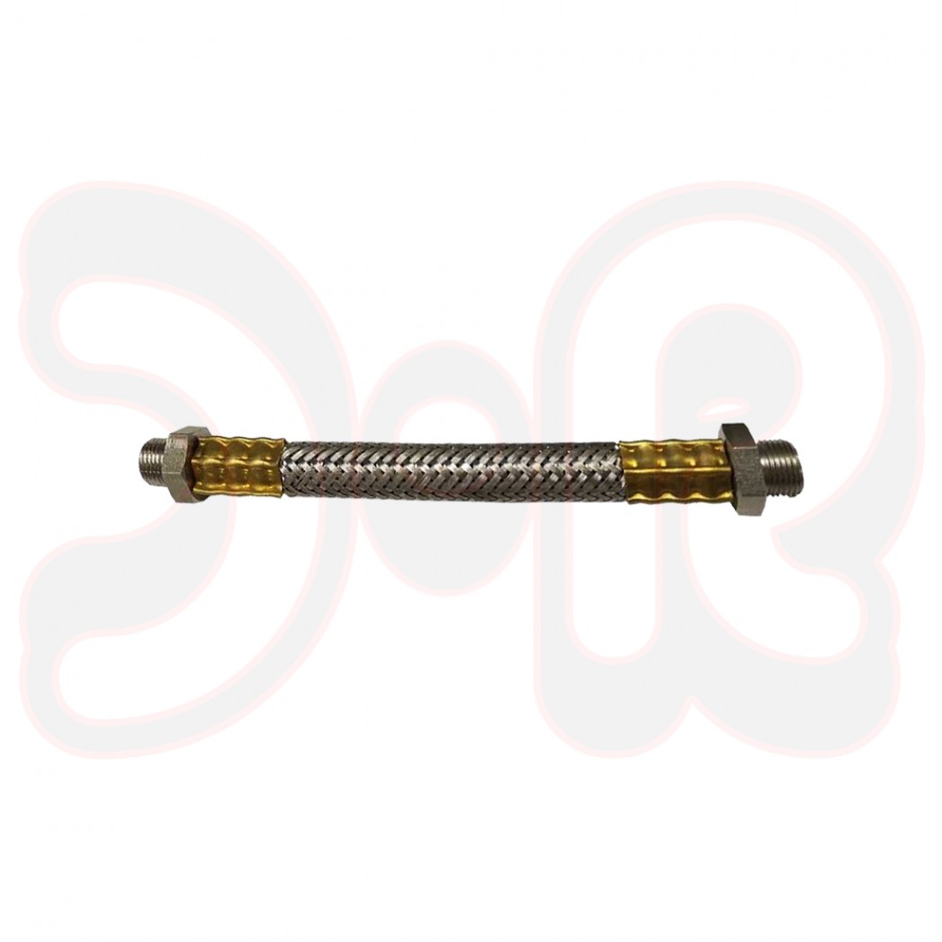 VA-Metall-Gasschlauch hochflexibel, 150 mm lang, M10 x 1 Außengewinde, für Schutzgas-Baukastensystem